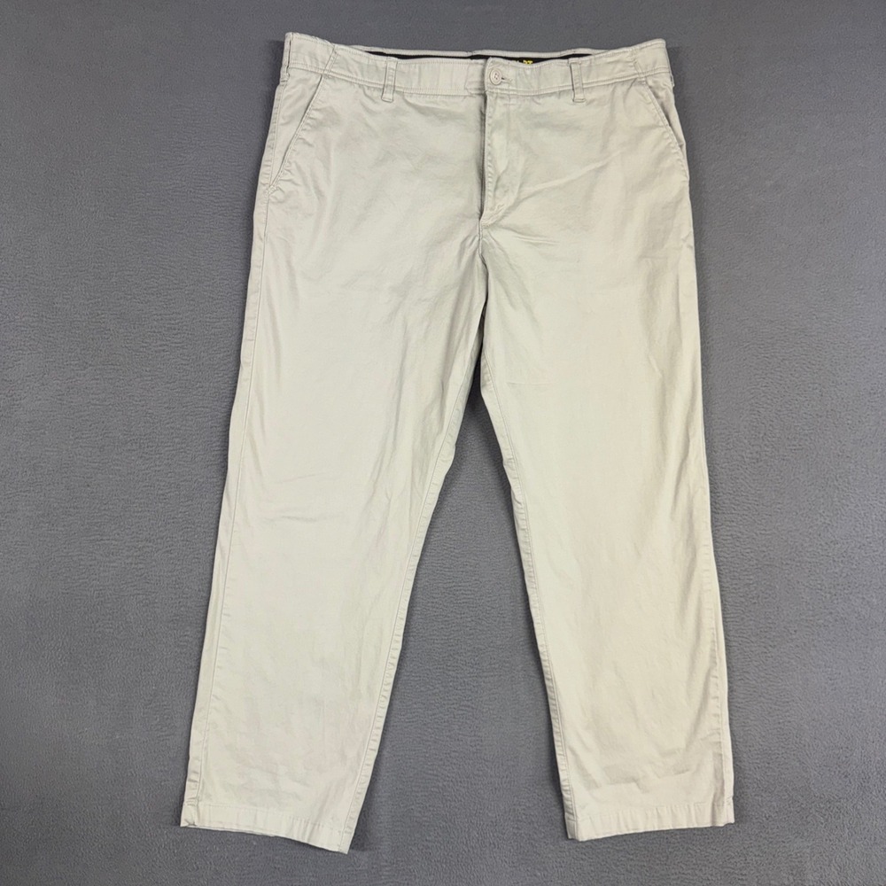 Lee Pants Mens 40x30 Beige Khaki Straight X-Treme Comfort Stretch Flat Front